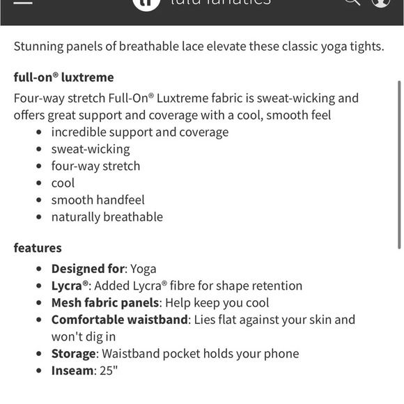 Lululemon NWOT Wunder Under High Rise Tight 25” Inseam Mesh Lace Size 8 - Picture 12 of 14